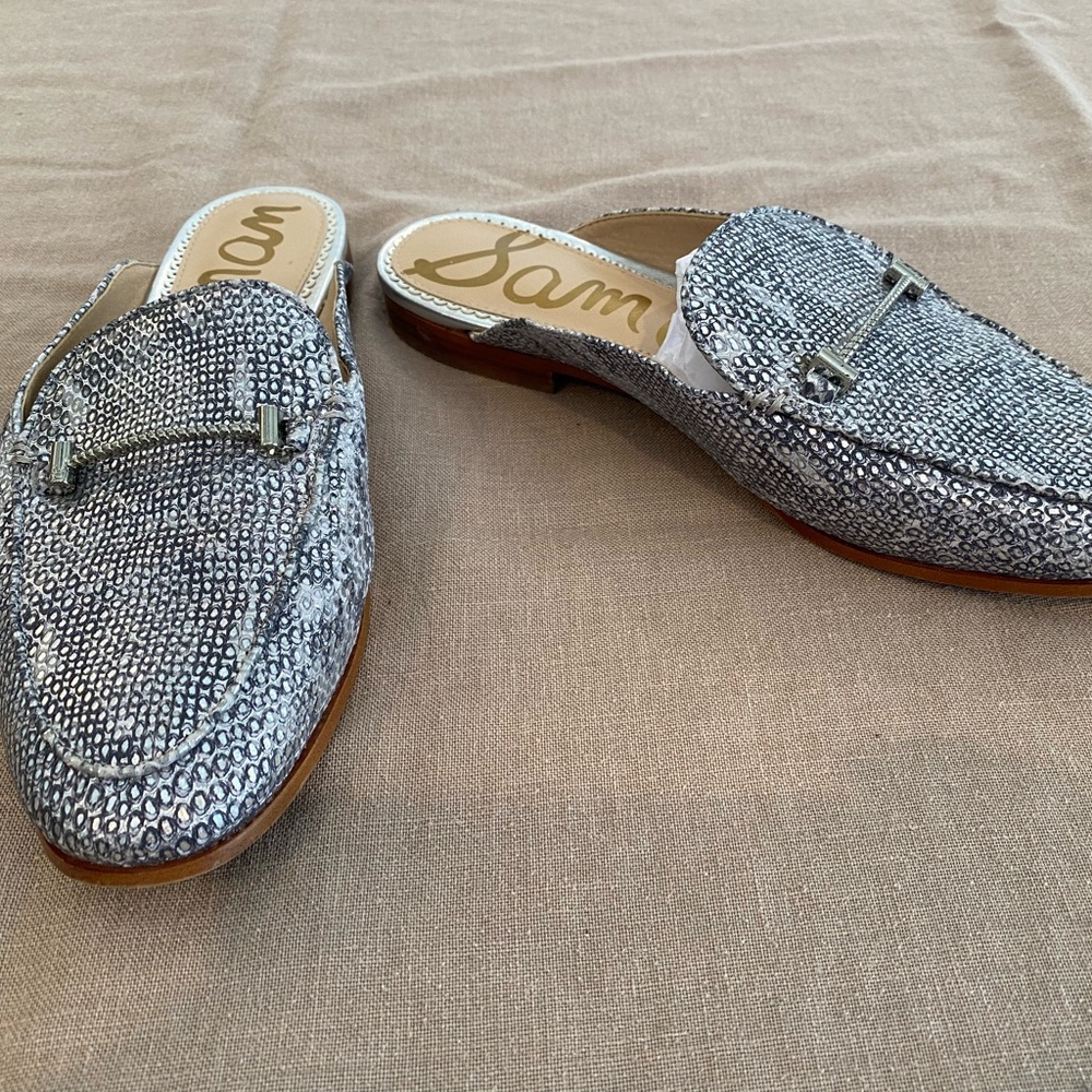 Sam Edelman Linnie Silver Snake Mule Slide Loafer - 8M